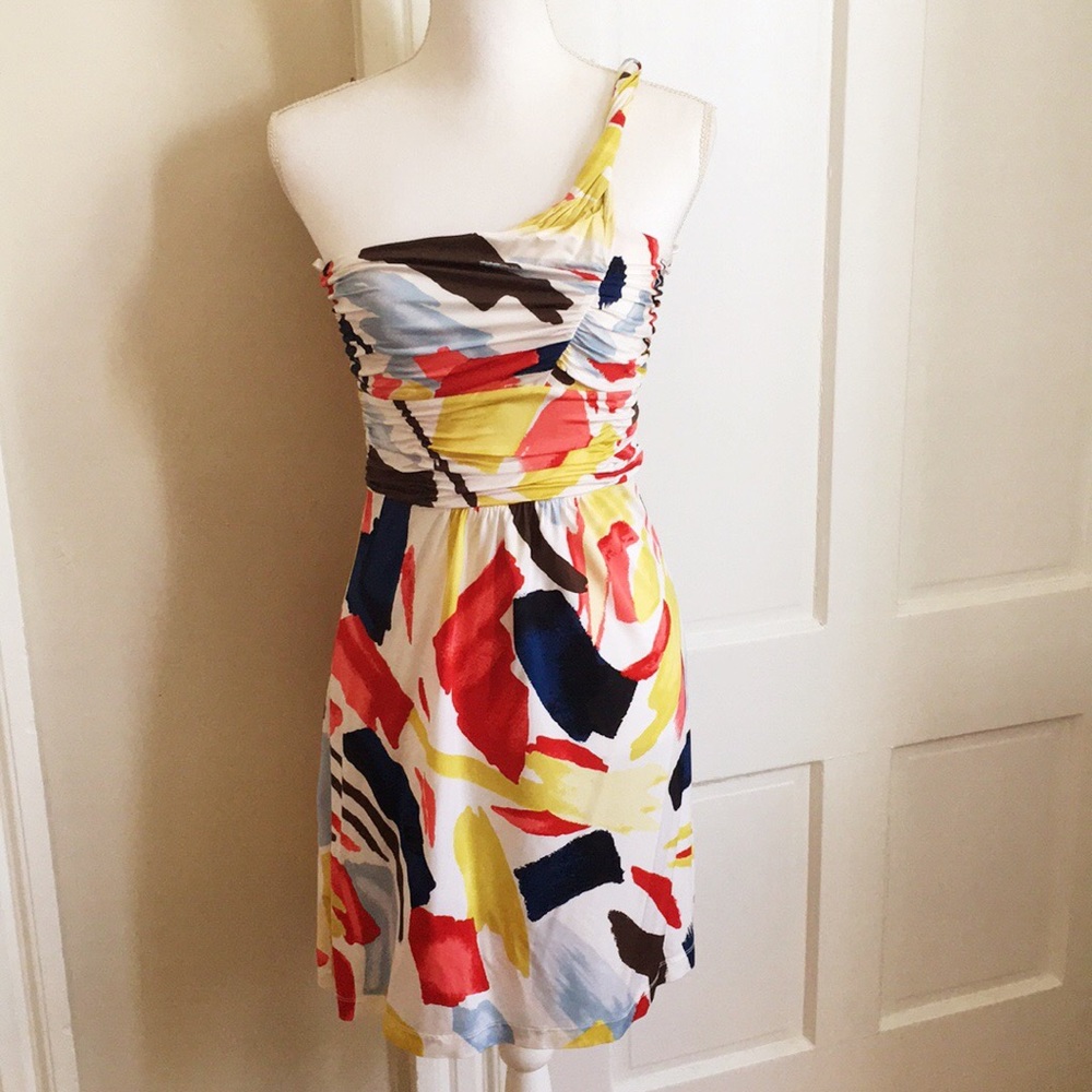 One Shoulder Multi Colored BCBG MAXARIA Dress